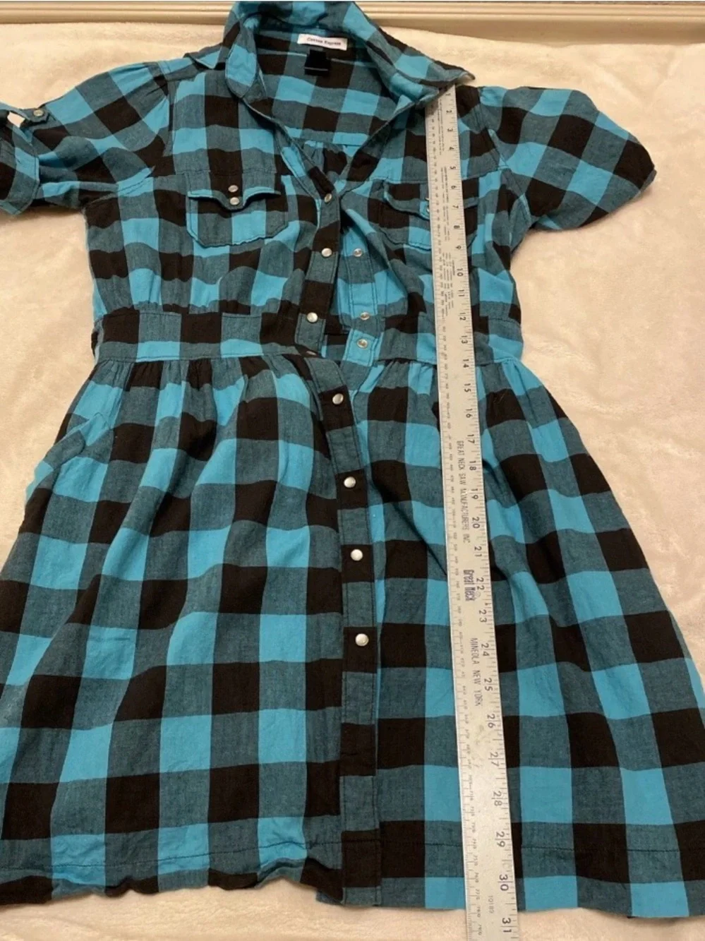 Cotton Express Blue and Black Gingham Dress